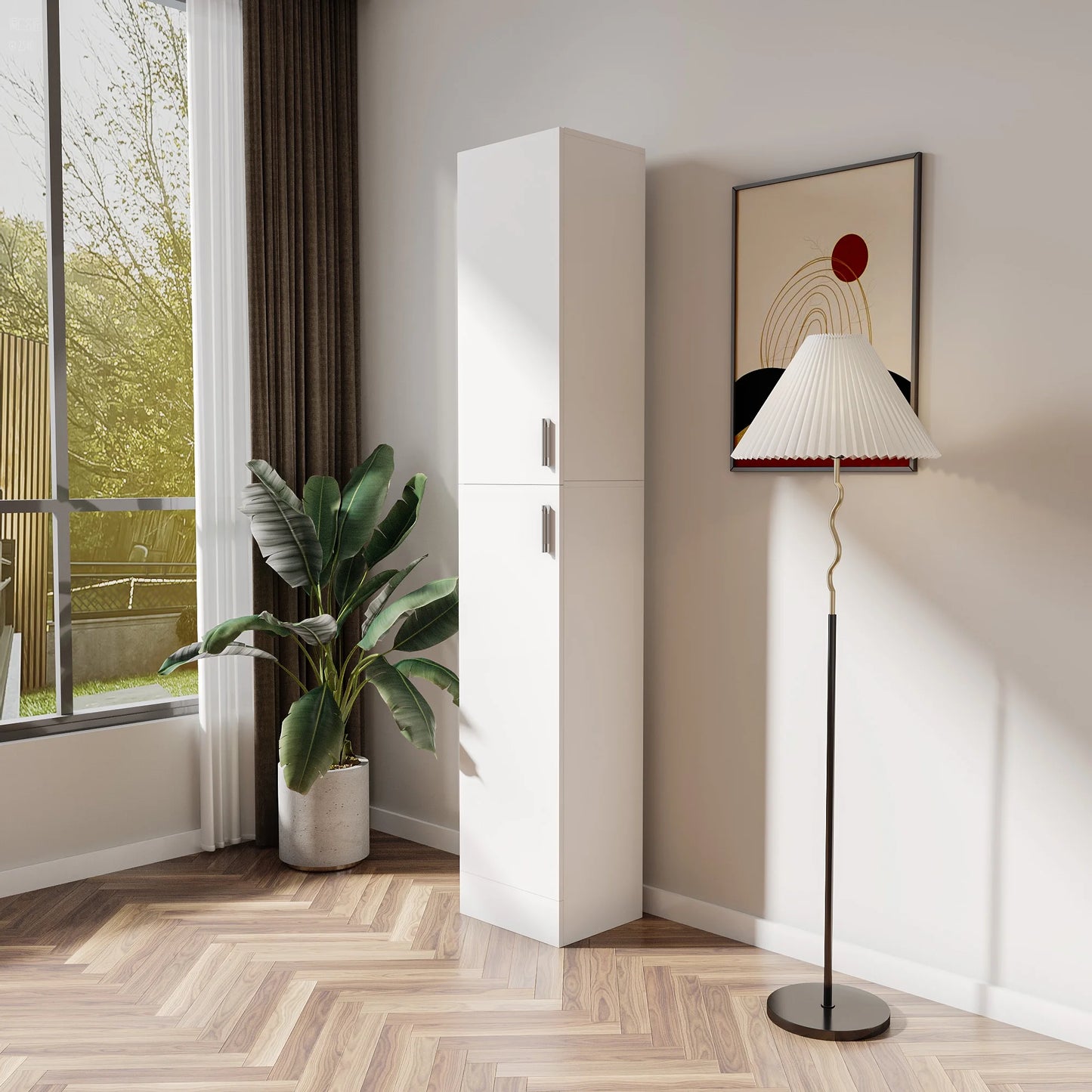 Slim Tall Storage Cabinet,Pantry Cabinet with Doors Shelves Small Space for Kitchen Living Room Bathroom