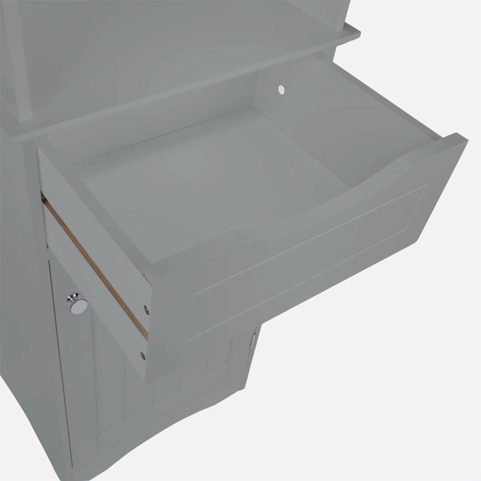 RiverRidge Ashland Tall Bathroom Storage Linen Cabinet Organizer with Drawer - Gray