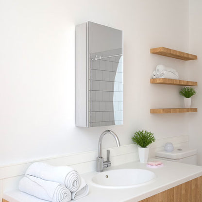 12 in. x 24 in. Frameless Recessed or Surface-Mount Beveled Single Mirror Bathroom Medicine Cabinet