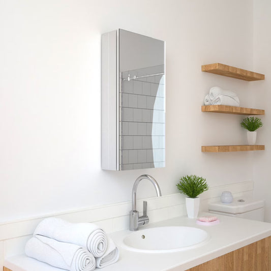 12 in. x 24 in. Frameless Recessed or Surface-Mount Beveled Single Mirror Bathroom Medicine Cabinet