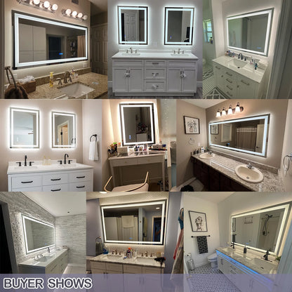 Apmir 24"x36" Premium UL Certified LED Bathroom Mirror, Super Bright, Front & Backlit, Anti-Fog, 3 Colors Dimmable
