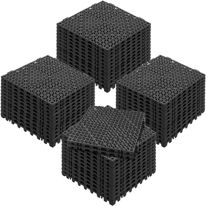 VEVOR Interlocking Tile 50PCS Black, Drainage Tiles 12" x 12" Splicing, Soft PVC Interlocking Drainage Floor Tiles, Non-Slip Drainage Holes for Restroom, Bathroom, Kitchen, Pool, Wet Areas