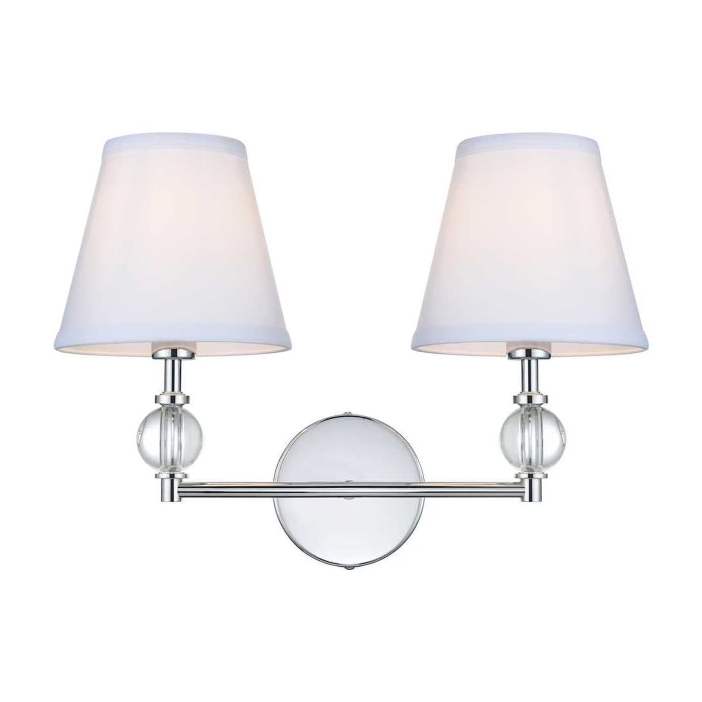 Bethany 2 lights bath sconce in black with white fabric shade