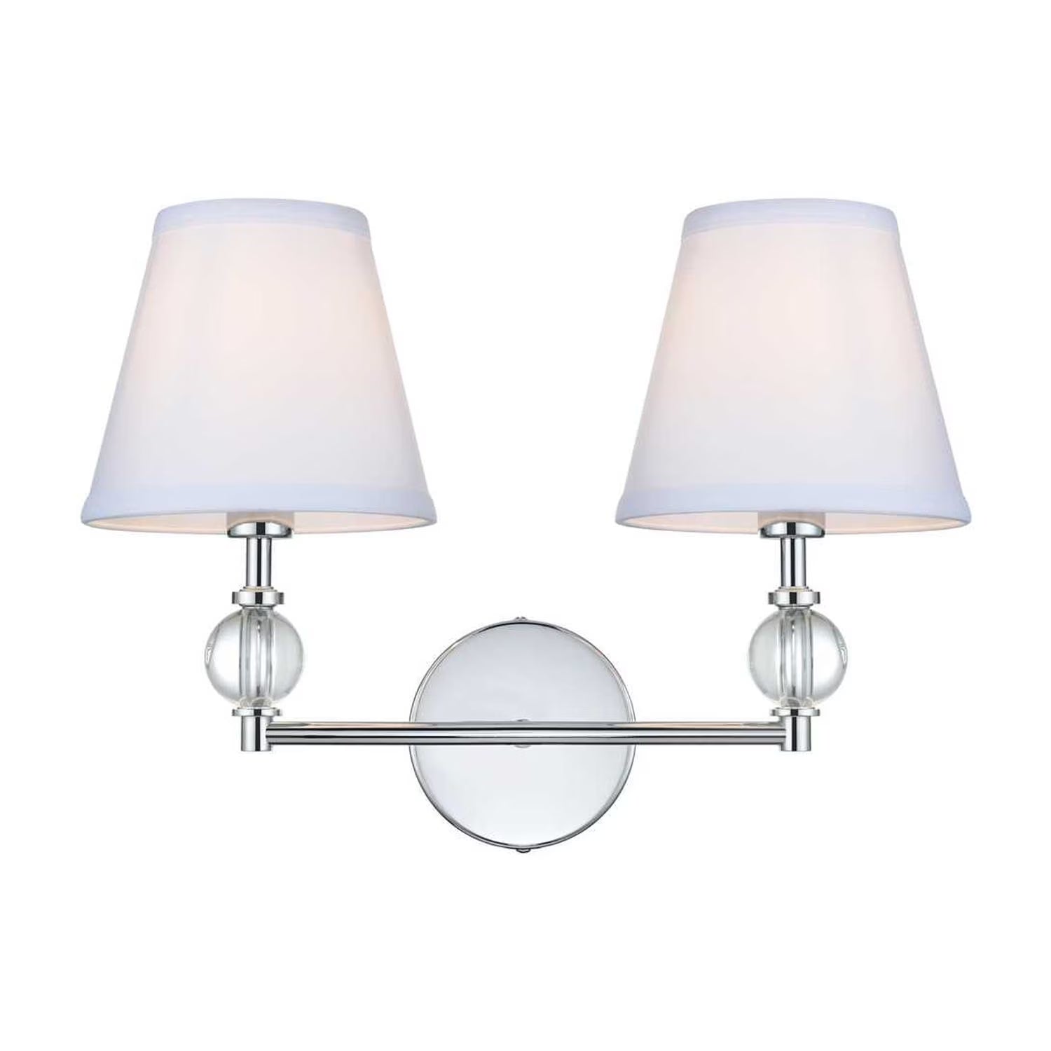 Bethany 2 lights bath sconce in black with white fabric shade