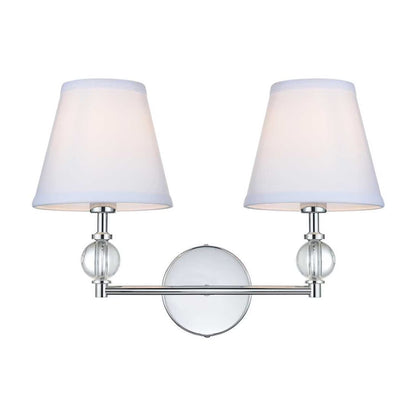 Bethany 2 lights bath sconce in black with white fabric shade