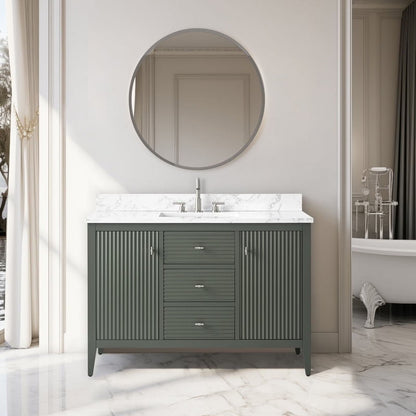 Vanity Art 48" Single Sink Bathroom Vanity Cabinet with Ceramic Countertop