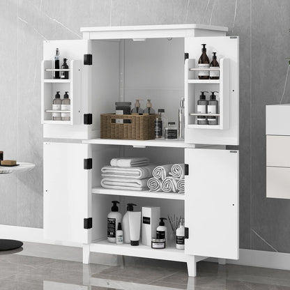 Elegant Bathroom Floor Storage Cabinet, Bathroom Storage Unit, Freestanding Cabinet with 4 Doors