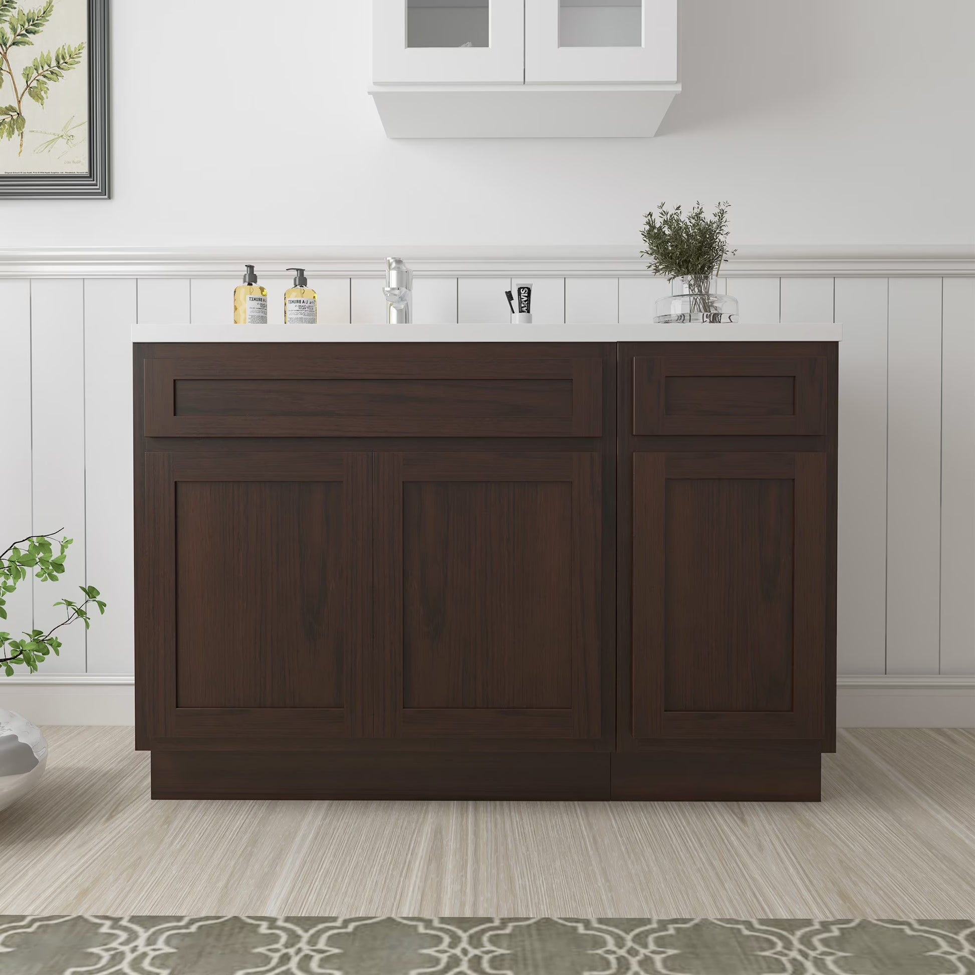51 in. W x 21 in. D x 32.5 in. H Bath Vanity Cabinet without Top in Silver