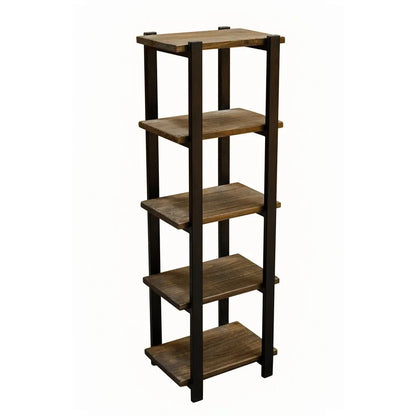 Pomona 48"H Metal and Solid Wood Bath Floor Storage Shelf