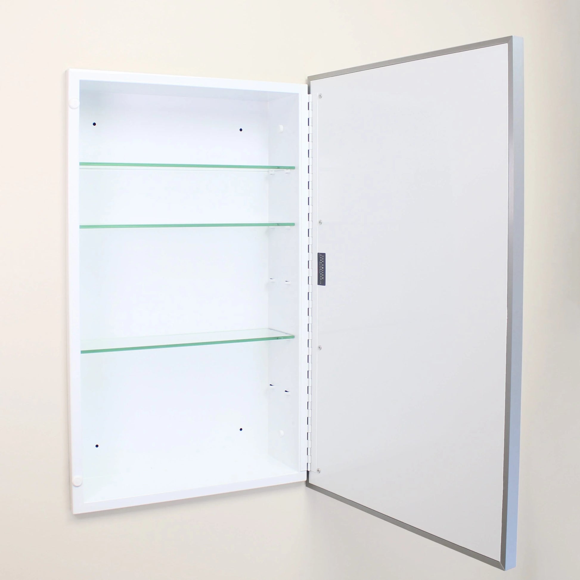 16x26 Parker Metro Metal Framed Rectangle Recessed Bathroom Medicine Cabinet, Floating Mirror, 14x24 in-Wall Opening, Powder-coated Steel, Adjustable Glass Shelves, Magnet Close, Brushed Nickel