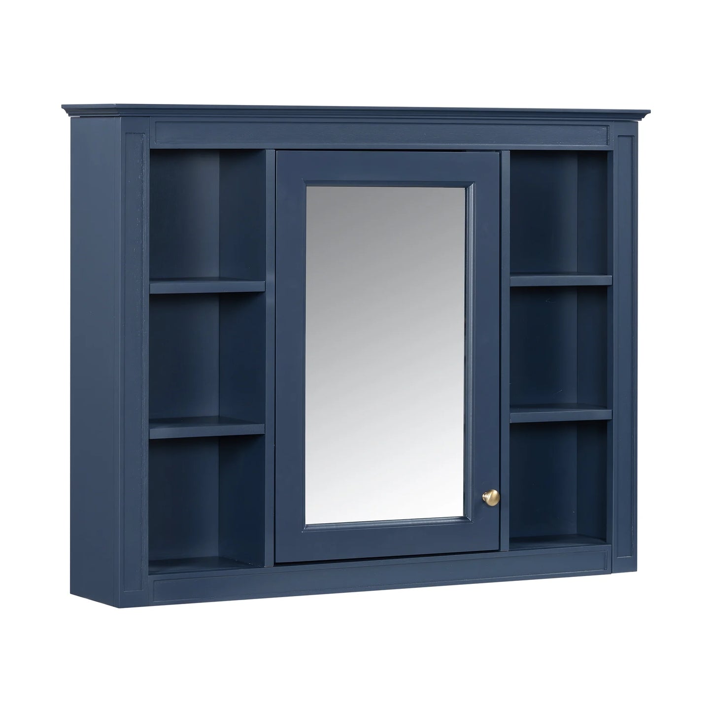 Furvclv Bathroom Wall Mirror Cabinet Modern Wall Mounted Cabinet Storage Organizer With Single Mirror Door 6 Open Shelves