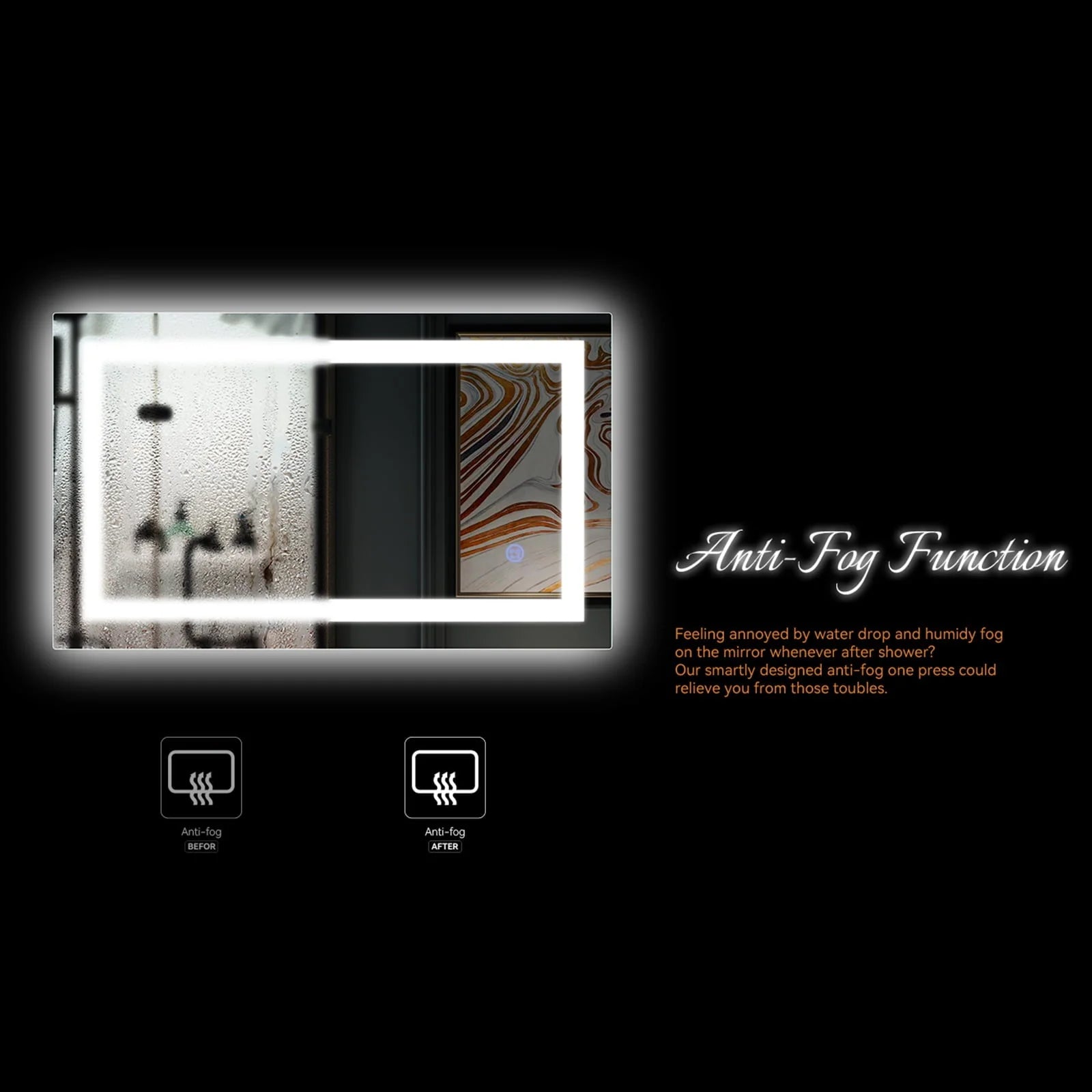 UBesGoo 32"x32'' Led Lighted Bathroom Mirror-Wall Mounted Touch Switch Illuminated Mirror,Vanity Mirrors for Home or Hotel,Silver