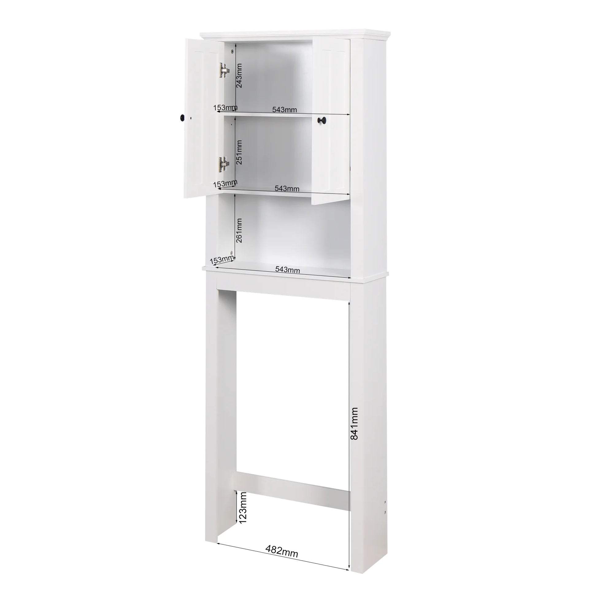 UBesGoo Bathroom Cabinet, Bathroom Space Saver, Over The Toilet Storage with 2-Door Adjustable Shelves, White