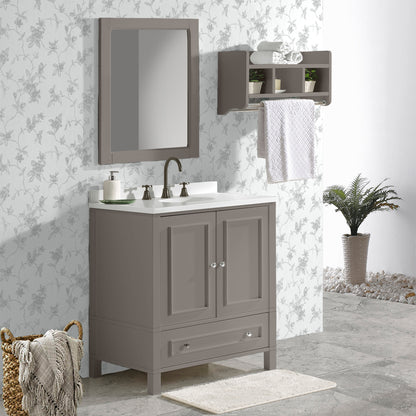 Alaterre Furniture Williamsburg 30 in. Bathroom Vanity - Freestanding Cabinet Without Sink - Small Wood Vanity with Soft-Close Doors, Gray