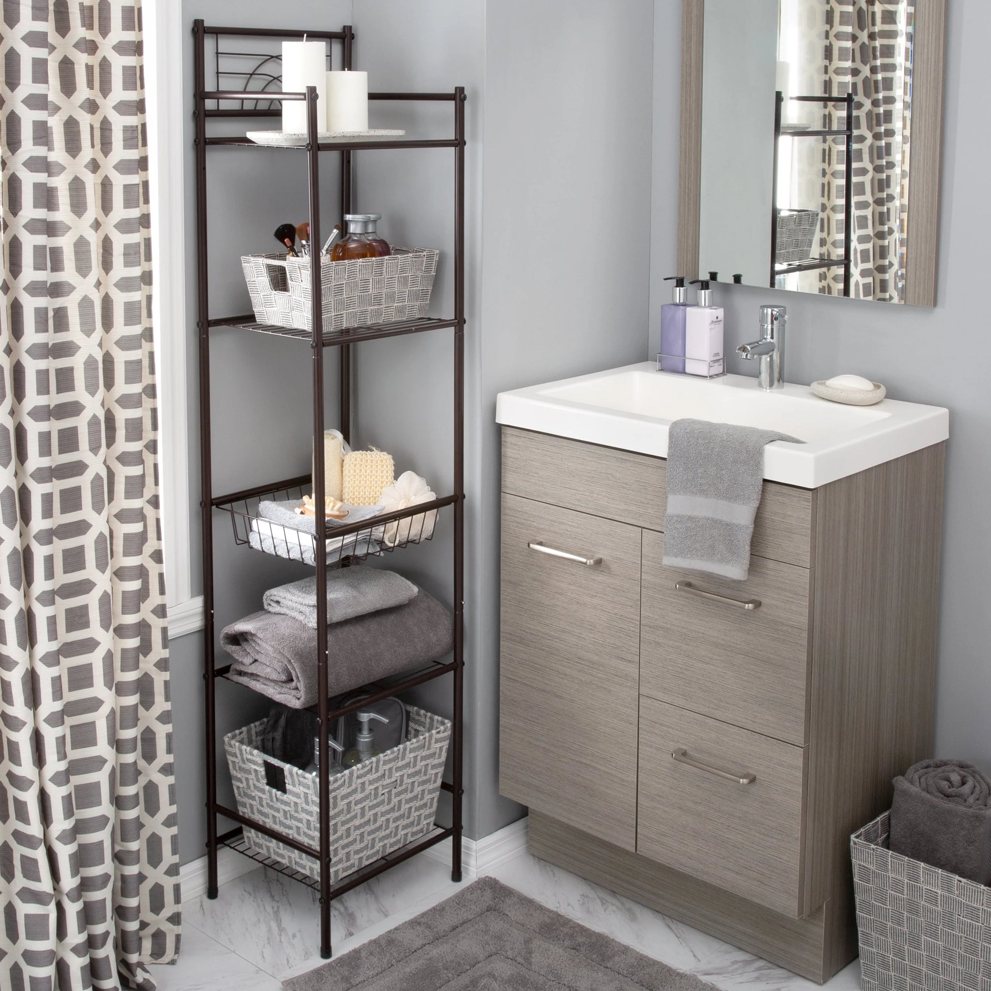 Bath Bliss 11.61"W x 12.99"D x 58.46"H 5-Shelf Storage Shelf, Bronze