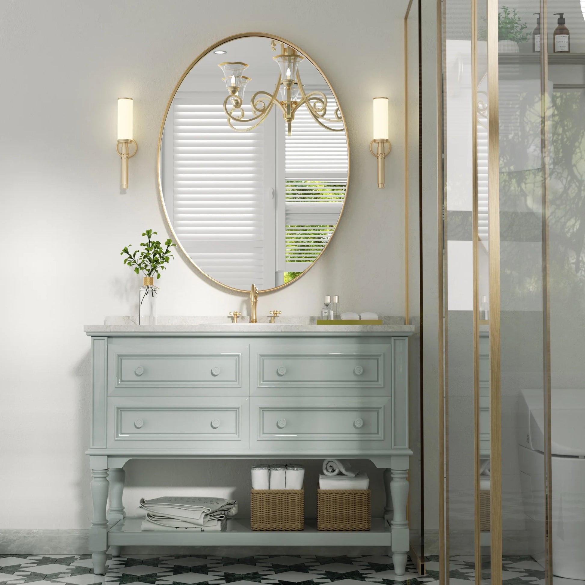Clavies Black Oval Mirror, 22x30 Inches Bathroom Vanity Mirror, Wall Mirror with Metal Frame