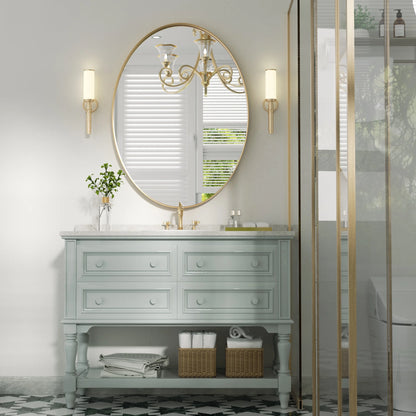 Clavies Black Oval Mirror, 22x30 Inches Bathroom Vanity Mirror, Wall Mirror with Metal Frame