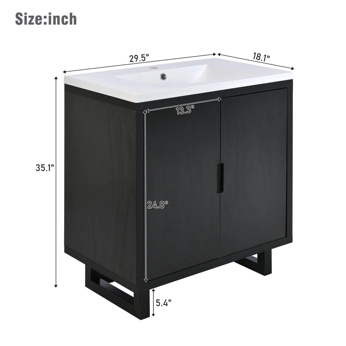 Harper & Bright Designs 30" Bathroom Vanity Set with Sink Combo Cabinet, Bathroom Vanity Storage Cabinet, Solid Wood Frame