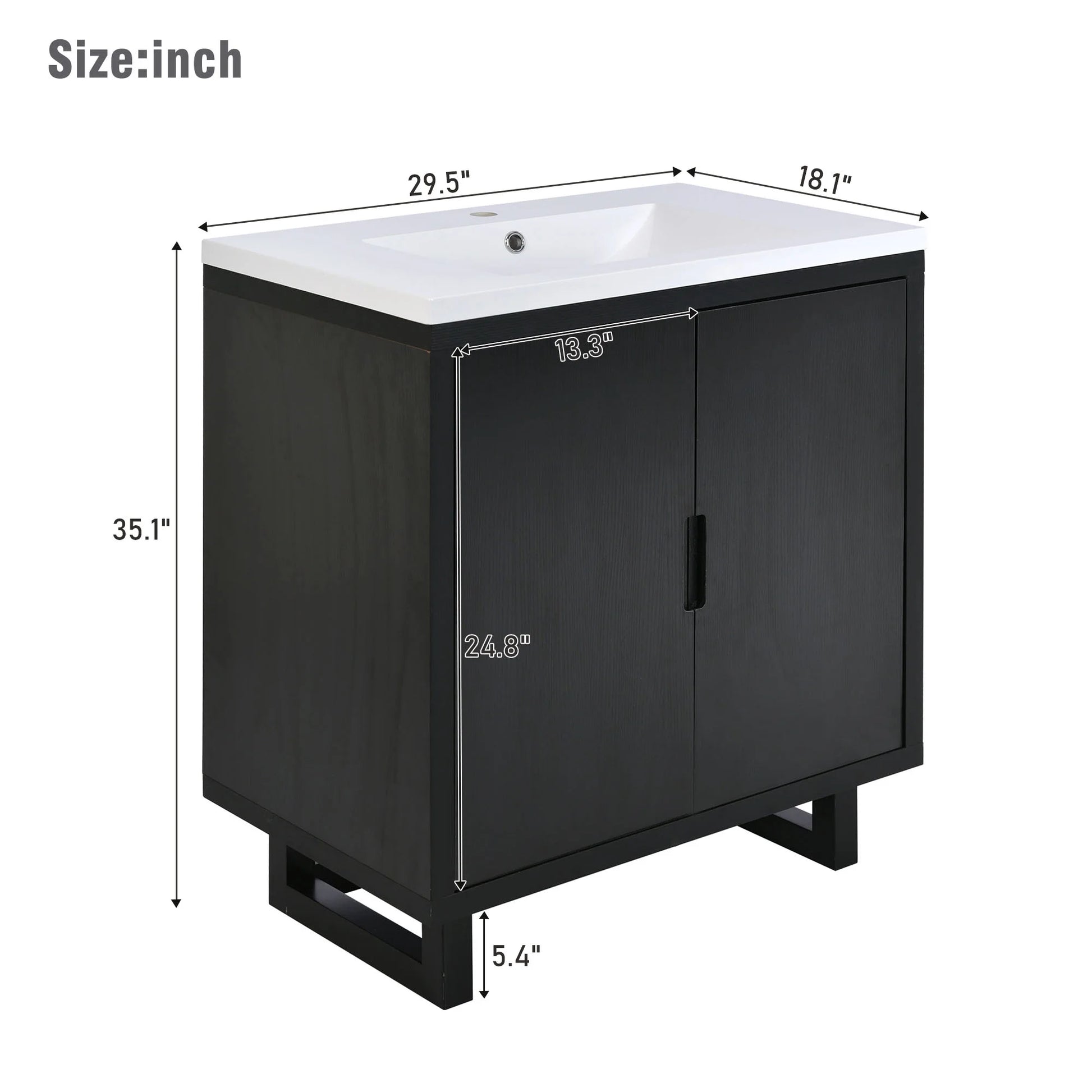 Harper & Bright Designs 30" Bathroom Vanity Set with Sink Combo Cabinet, Bathroom Vanity Storage Cabinet, Solid Wood Frame