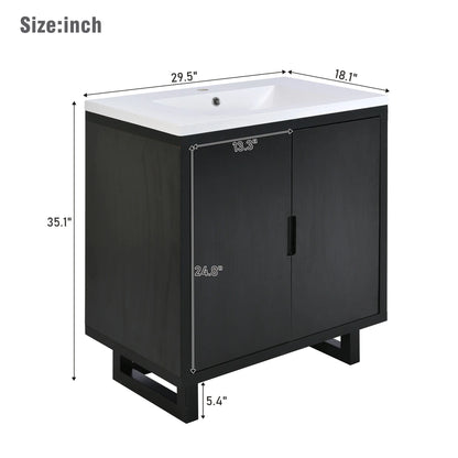 Harper & Bright Designs 30" Bathroom Vanity Set with Sink Combo Cabinet, Bathroom Vanity Storage Cabinet, Solid Wood Frame