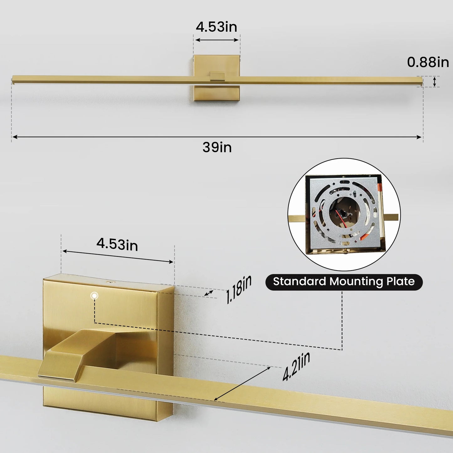 Modern Vanity Lighting Fixtures 39 Inch Bathroom Vanity Lights Over Mirror Wall Sconce for Bathroom Gold Warm Lighting Bath Wall Sconce