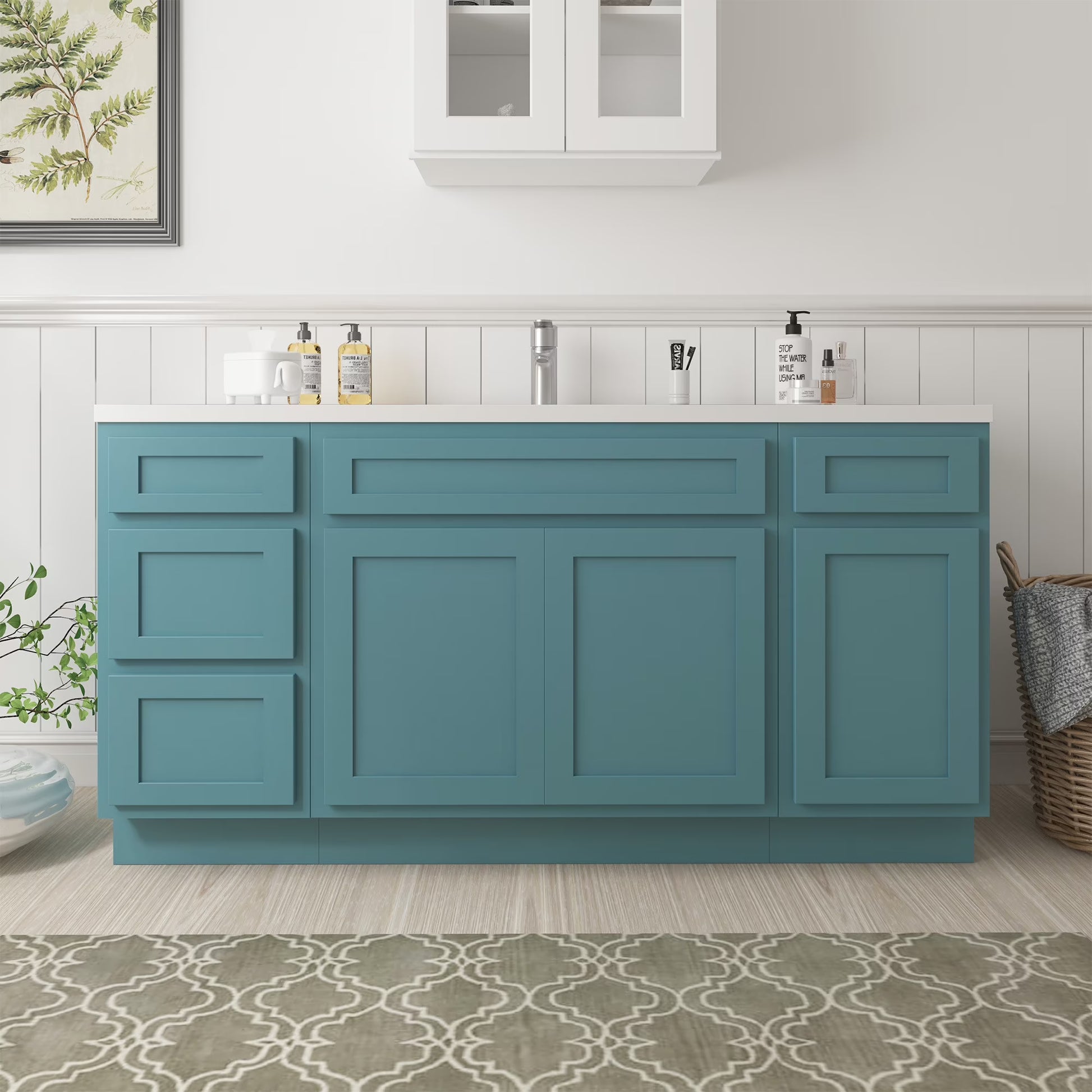 Vanity Art 63" Freestanding Bathroom Vanity Cabinet without Top in Smoky Gray