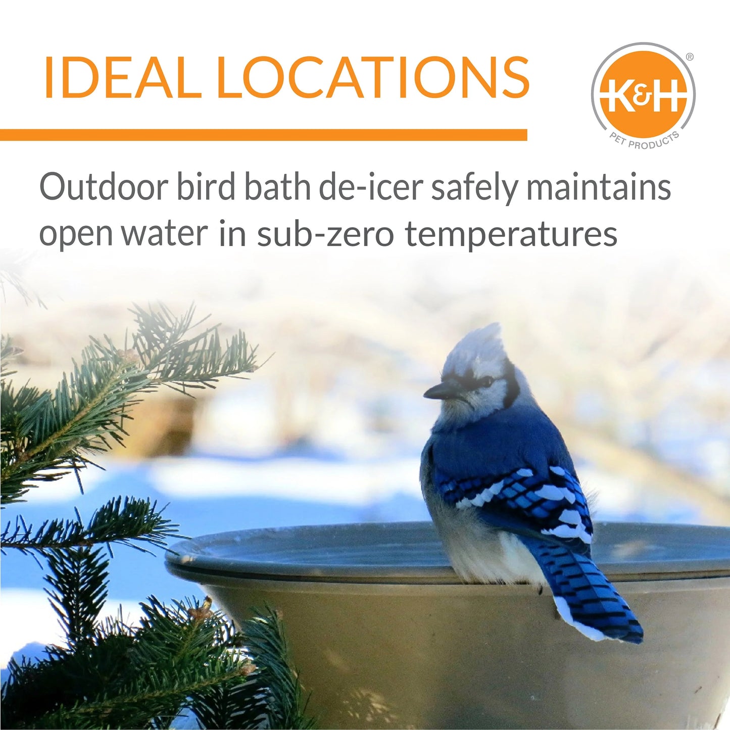 K&H Pet Products Ice Eliminator Super Birdbath Deicer Natural Super 80 Watts