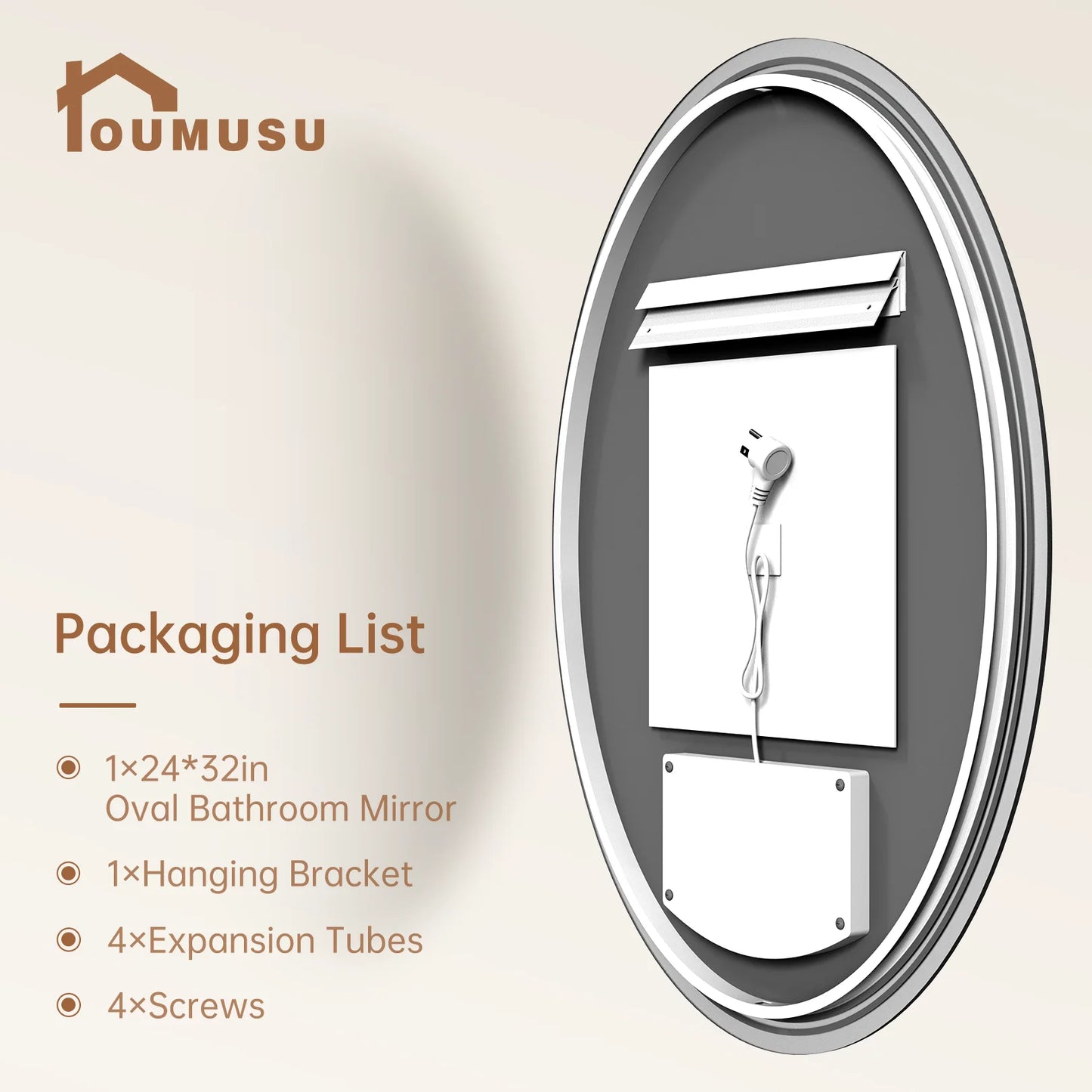 Funtouch 20" x 28" Oval LED Bathroom Mirror with Lights, Anti Fog LED Bathroom Mirror???Dimmable, Front and Backlit, 3 Colors, Memory, Shatterproof