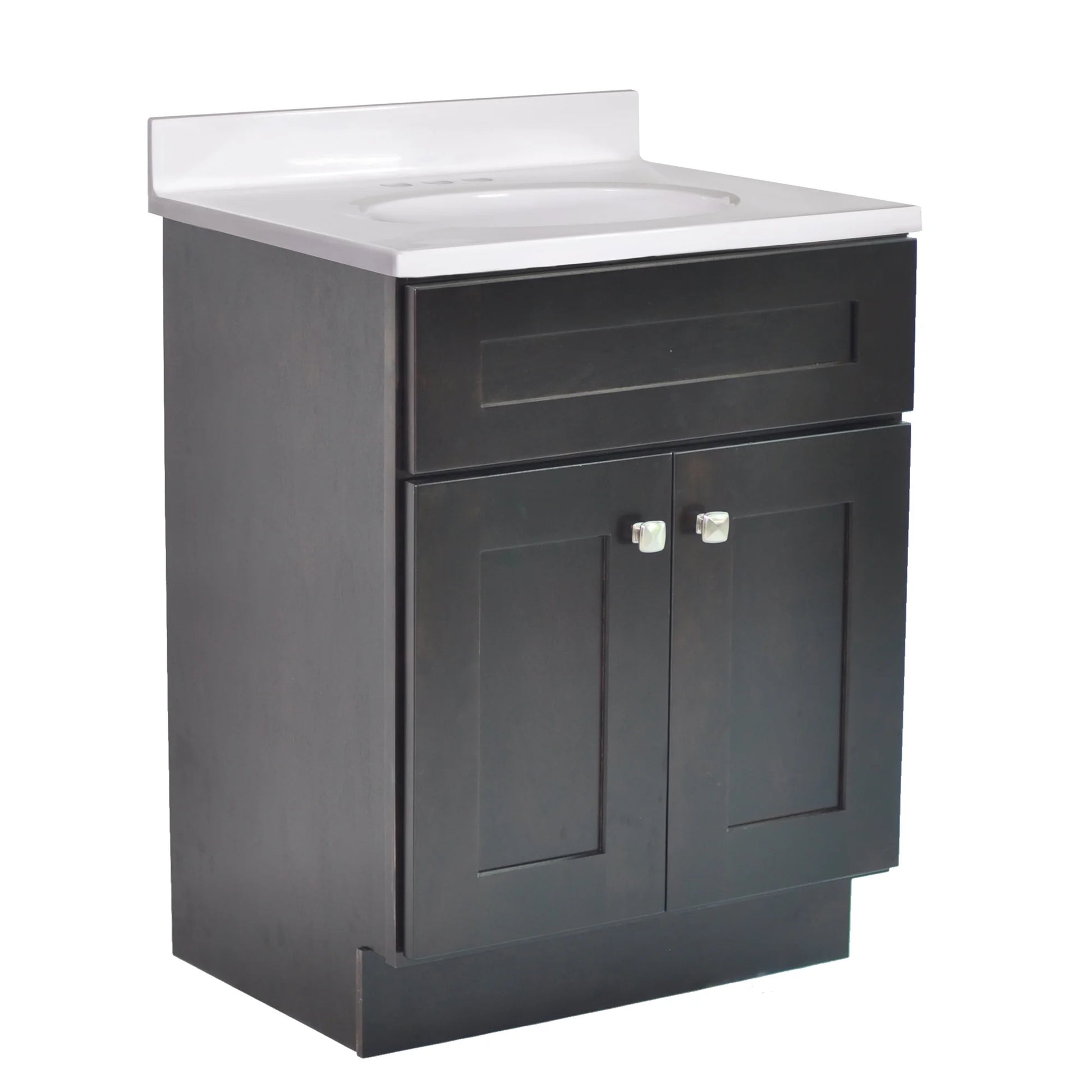 Design House Brookings 24" x 18" Ready to Assemble Solid Wood 2-Door Bath Vanity Cabinet, Espresso