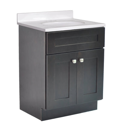 Design House Brookings 24" x 18" Ready to Assemble Solid Wood 2-Door Bath Vanity Cabinet, Espresso