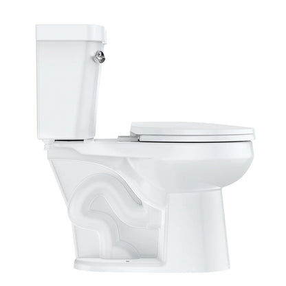 17" Toilet, Round Toilets for Bathrooms, Two-Piece Toilet with Soft Close Seat, 1.28 Siphonic Flush Toilet with Universal Height Cotton White