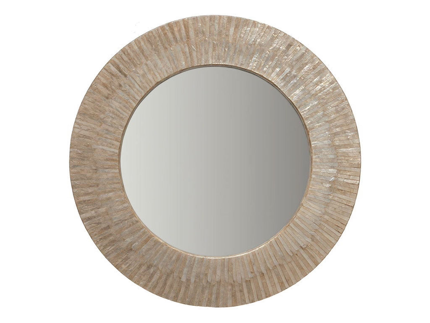 Kouboo Round Capiz Seashell Sunray Wall Mirror, Round Wall Mirror, Mirror For Bathroom Bedroom Living Room Entryway, Natural White