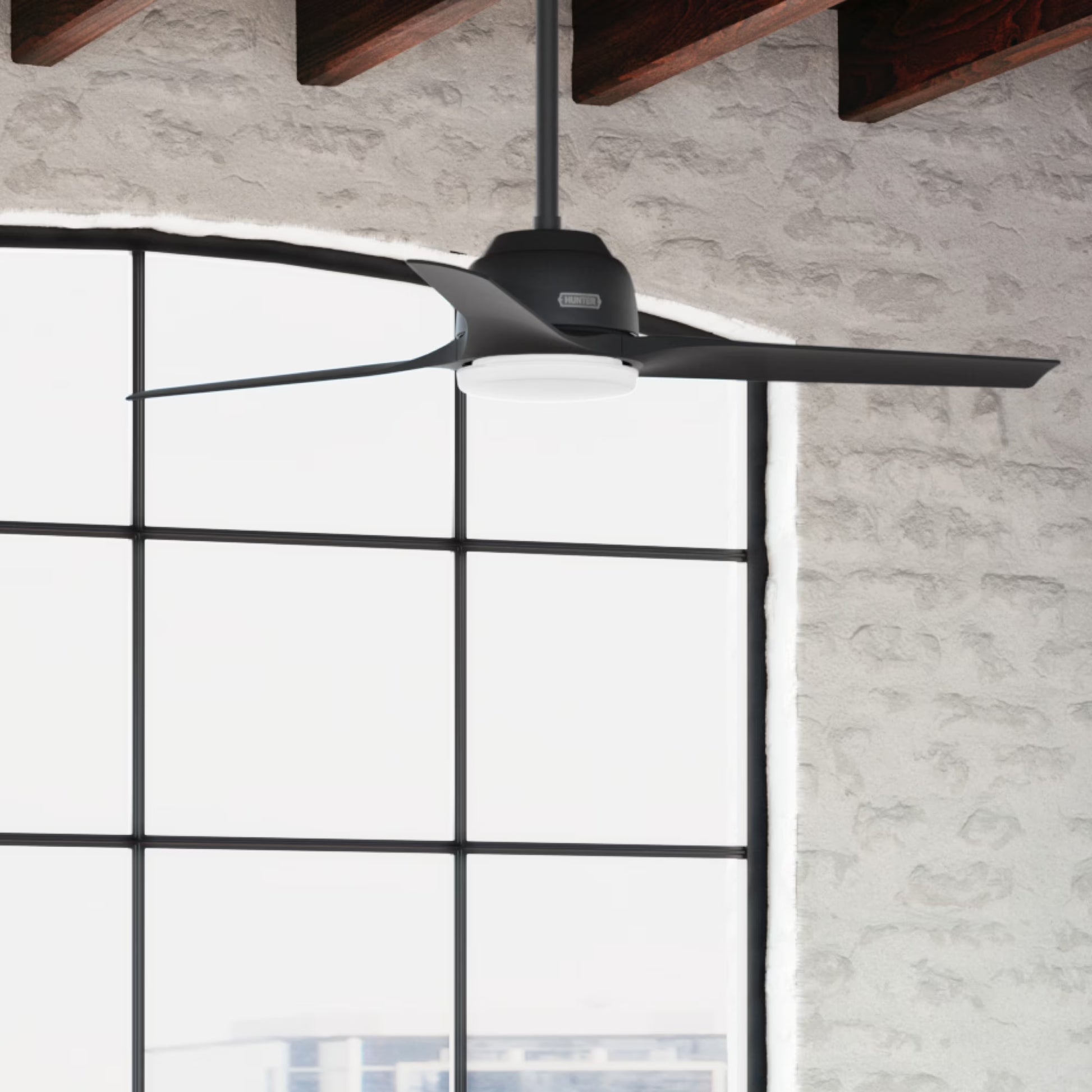 Hunter - Gallegos Indoor/Outdoor Ceiling Fan With Light, Wall Control, 52-inch, Matte Silver, Modern-style, 3-speed WhisperWind Motor, 51586, for Porches, Bathrooms