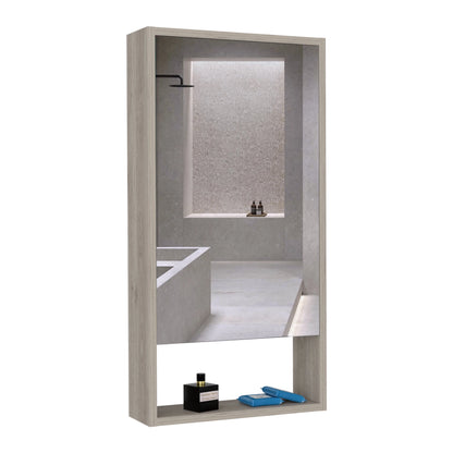 DUOSONG Medicine Cabinet Irvine, One External Shelf, Light Gray Finish Light Gray Particle Board Bath & Faucets Bathroom Storage