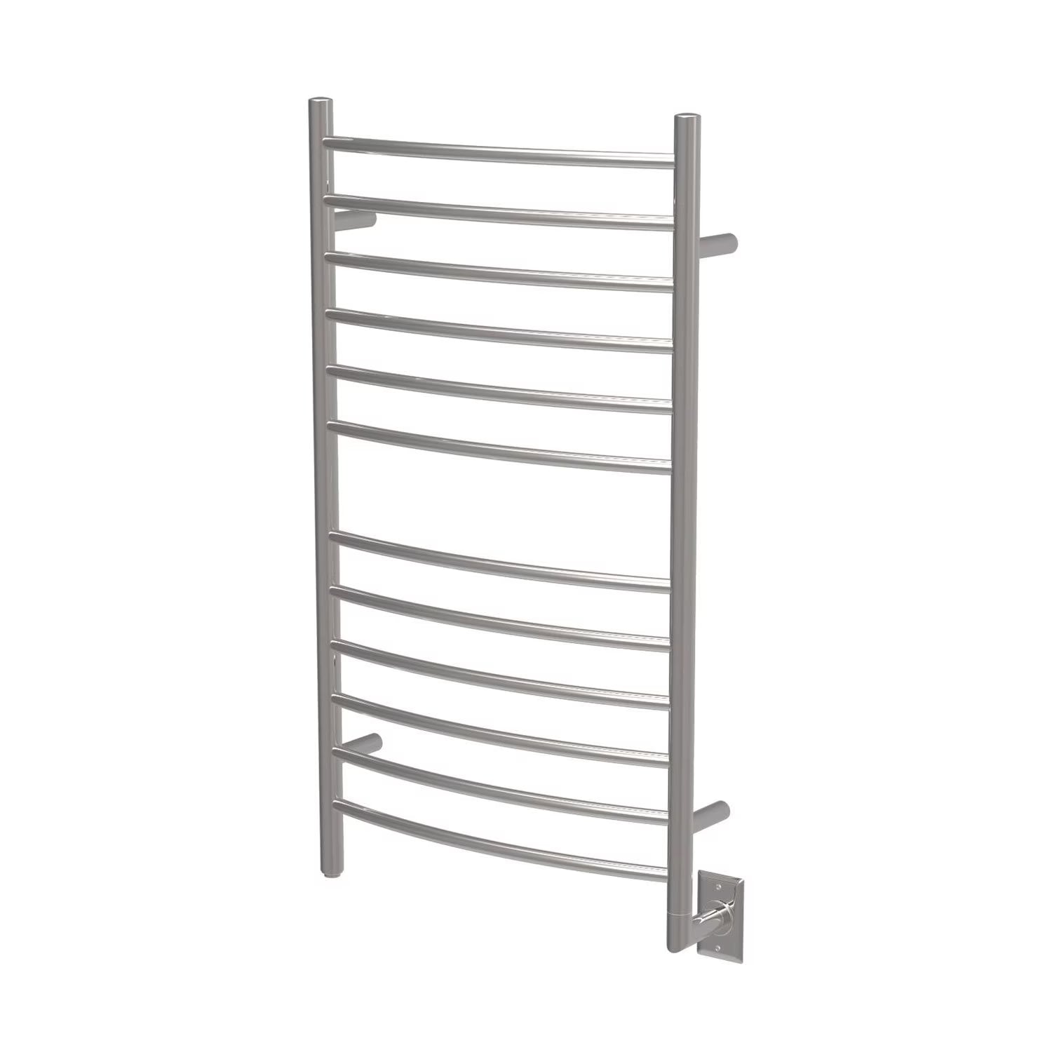 Amba Radiant Hardwired Curved Heated Towel Warmer Rack For Bathroom - Brushed, 150 Watts, 1.3 Amps, 120 Volts