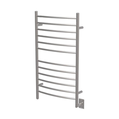 Amba Radiant Hardwired Curved Heated Towel Warmer Rack For Bathroom - Brushed, 150 Watts, 1.3 Amps, 120 Volts