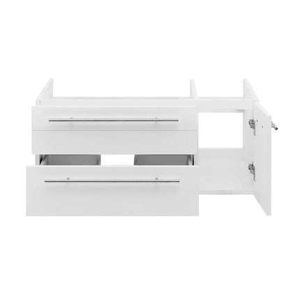 Fresca Lucera 36" White Wall Hung Vessel Sink Modern Bathroom Cabinet - Left Version