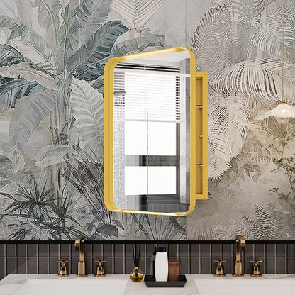 DUOSONG 24X36 Inch Arched Recessed Medicine Cabinet, Metal Framed Bathroom Wall Cabinet With Mirror And Adjustable Shelves, Wall Mirror With Storage For Bathroom, White White Metal Bath & Faucets