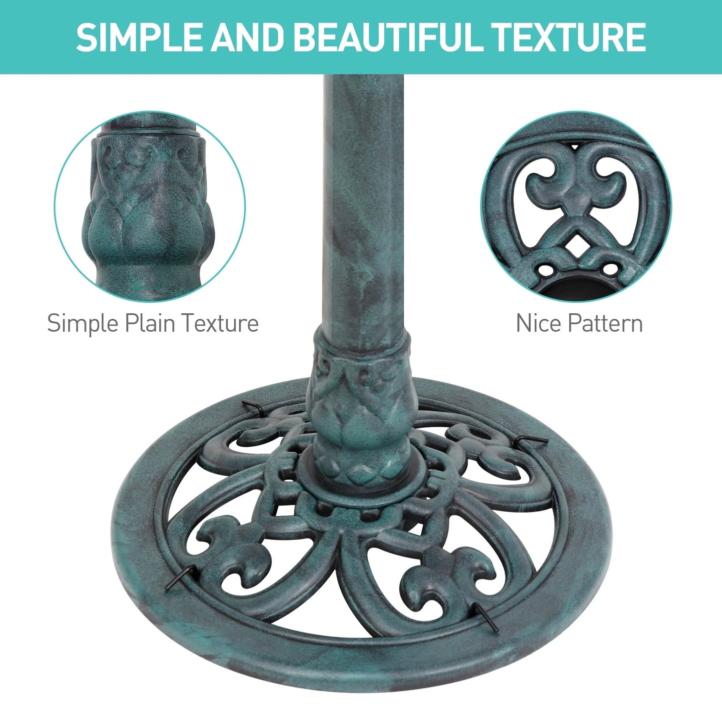 HomGarden 28" Vintage Bird Bath Antique Green Birdbath Outdoor Garden Backyard Dcor