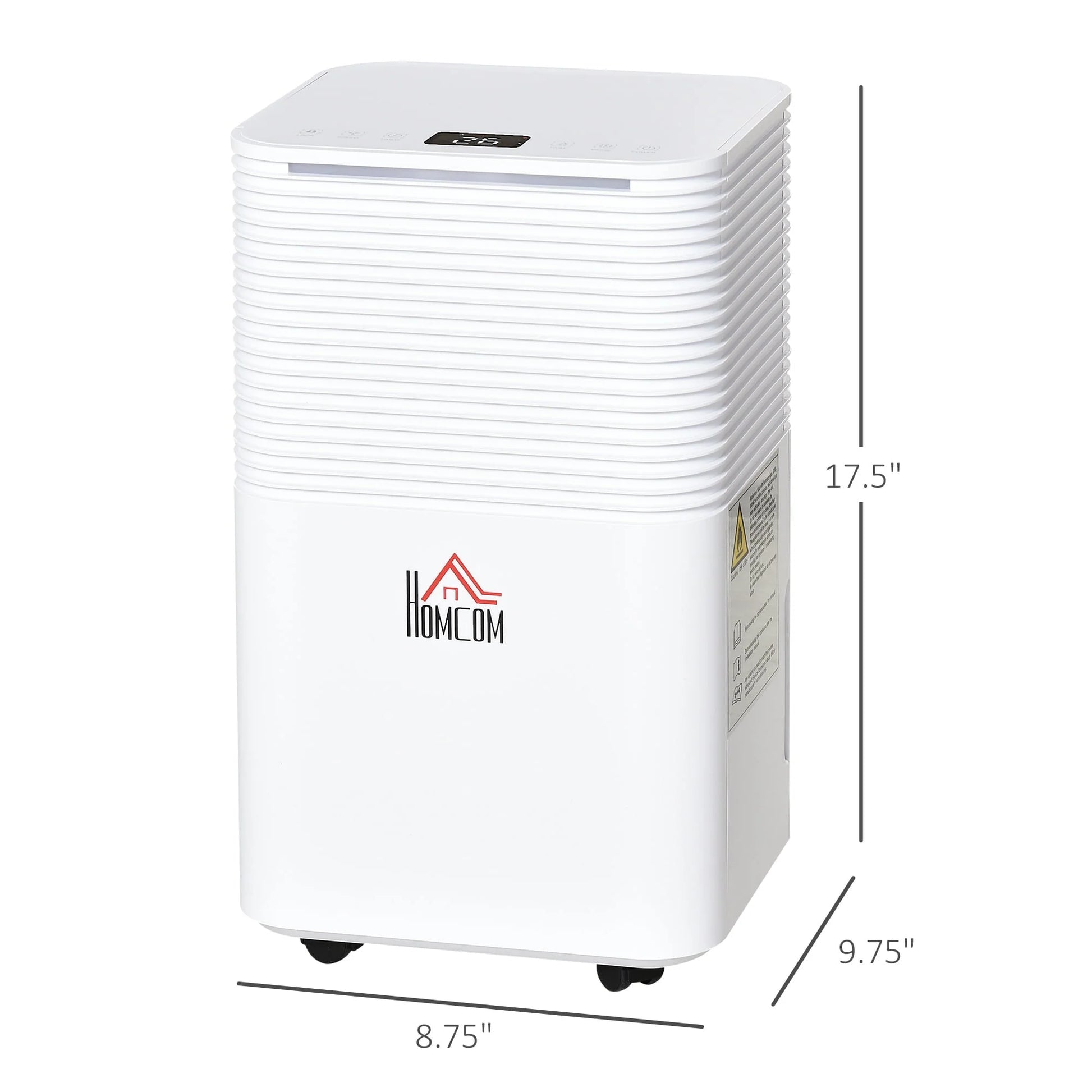 HOMCOM 1260 Sq. Ft Portable Electric Dehumidifiers with 3 Color Lights, LED Display, Quiet Dehumidifier for Basements, Bedroom, Bathroom, Closet, RV, 21pt/Day, White