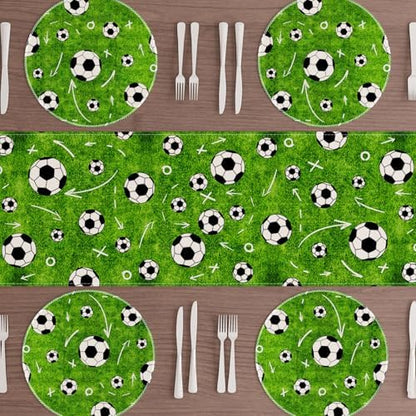 XCHI Green Soccer Grass World Cup Round Placemats Set of 4 Table Mats for Game Day Soccer Party Home Kitchen Dining Table Decorations 14x14 Inch