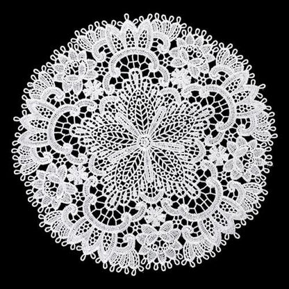 2Pack Lace Doilies for Tables, 10" x 10" White Doily Round Delicate Floret Embroidered Lace Doily Vase Mat for Tables Kitchen Dining Room Wedding Birthday Party