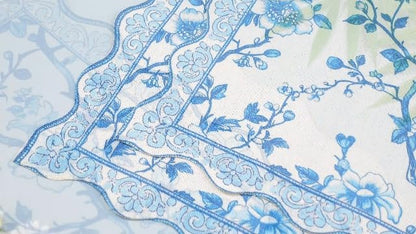 HunnmingRe Blue Floral Placemats Set of 4 12x18 Inch Chinoiserie Vintage Country Spring Placemats Washable Rustic Table Decoration for Kitchen Dining Restaurant Picnic Home Party Decor