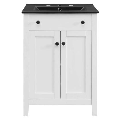 Modway Nantucket Modern Wood/Ceramic Bathroom Vanity in Gray/Black