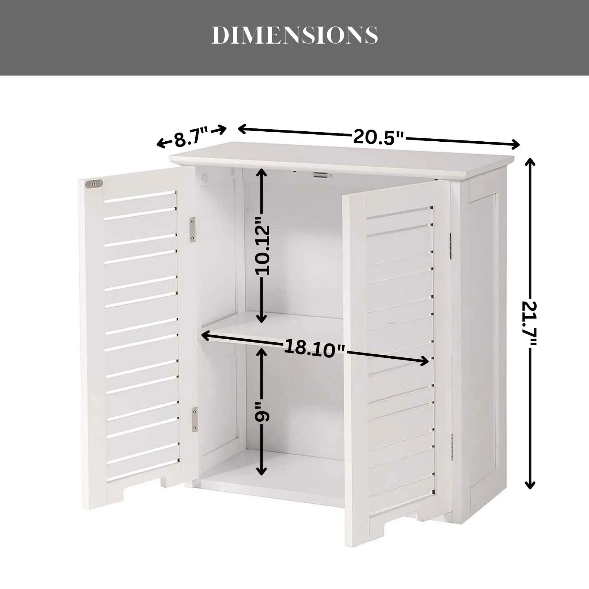 Wall-Mounted Bathroom Cabinet with Double Vented Doors, Compact Storage Organizer for Toiletries, White Finish - Miami Collection