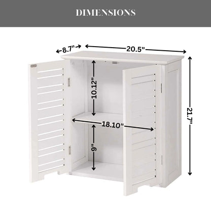 Wall-Mounted Bathroom Cabinet with Double Vented Doors, Compact Storage Organizer for Toiletries, White Finish - Miami Collection