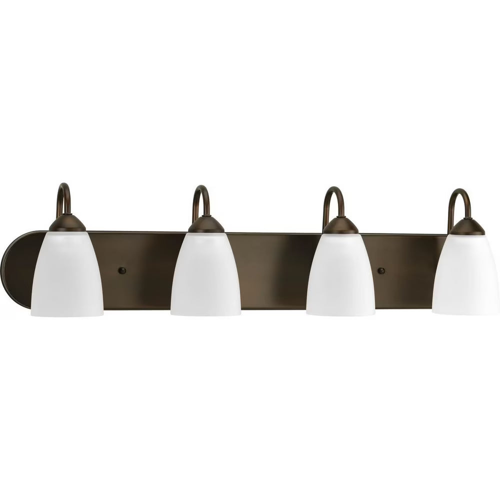 Gather Collection Four-Light Polished Chrome Etched Glass Traditional Bath Vanity Light