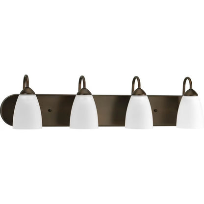 Gather Collection Four-Light Polished Chrome Etched Glass Traditional Bath Vanity Light