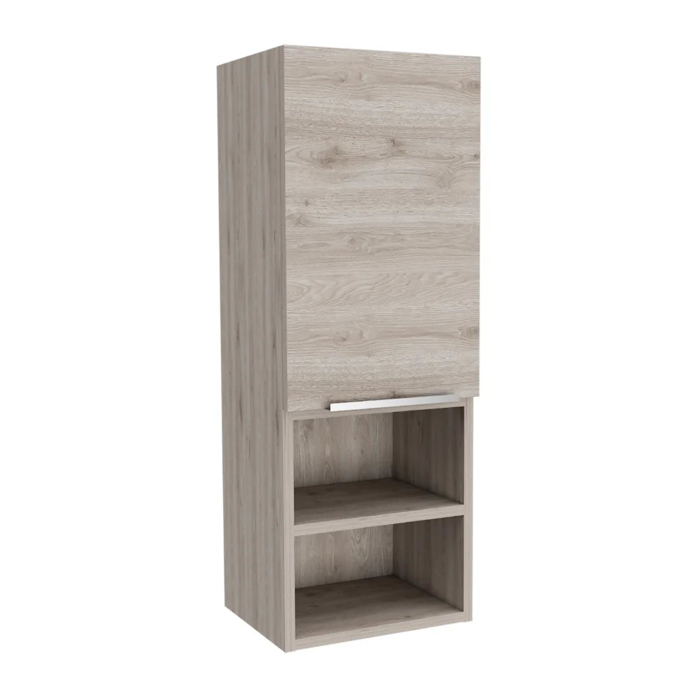Particle Board Medicine Cabinet with 1 Doors and 2 Semi-open Shelves, Wall Cabinet for Bedroom,Living Room and Bathroom, Black