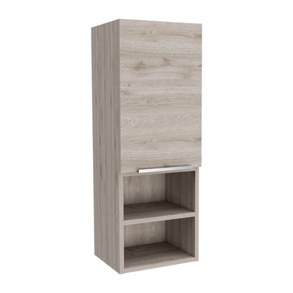 Particle Board Medicine Cabinet with 1 Doors and 2 Semi-open Shelves, Wall Cabinet for Bedroom,Living Room and Bathroom, Black